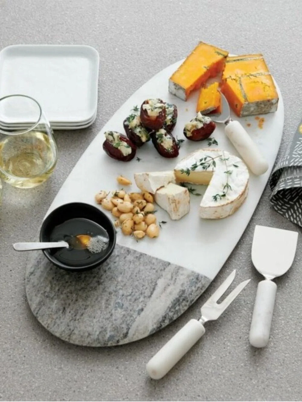 Crate & Barrel Two-tone marble and stone serving board. Retails $90 NWT